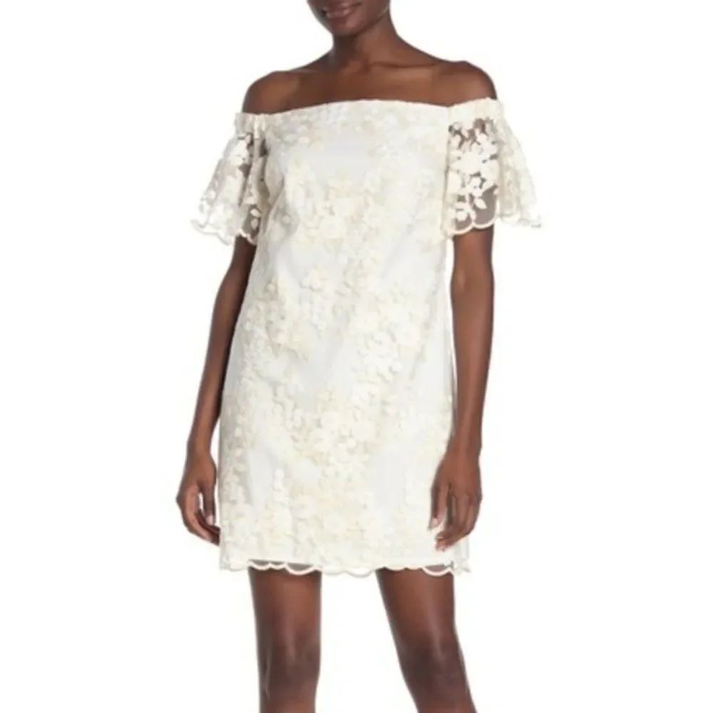 Trina Turk Merengue Floral Embroidered Dress in Ivory - NEW